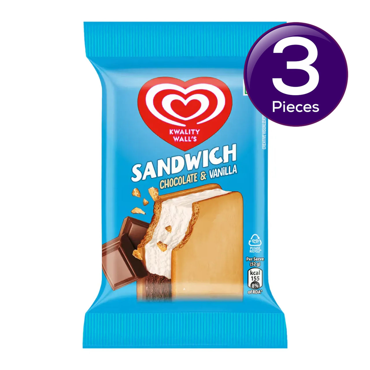 Kwality Wall's Chocolate & Vanilla Sandwich 80 ml Combo