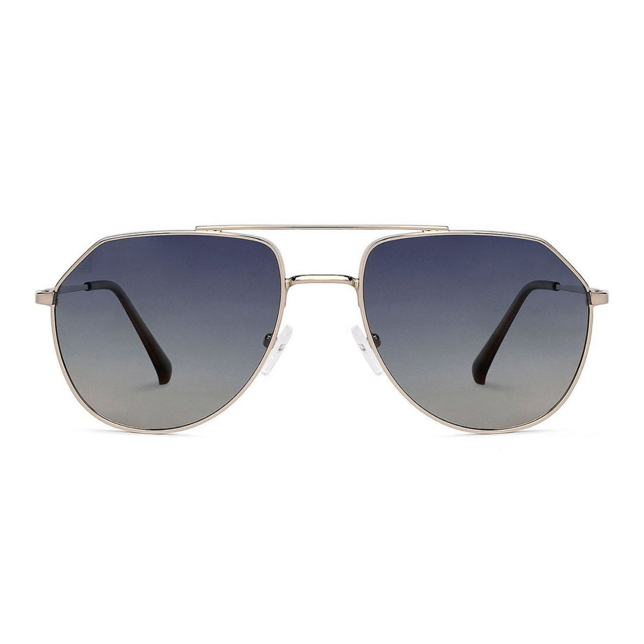 Vincent Chase By Lenskart Unisex Solid Metal Aviator Sunglasses | Black and Gold - L
