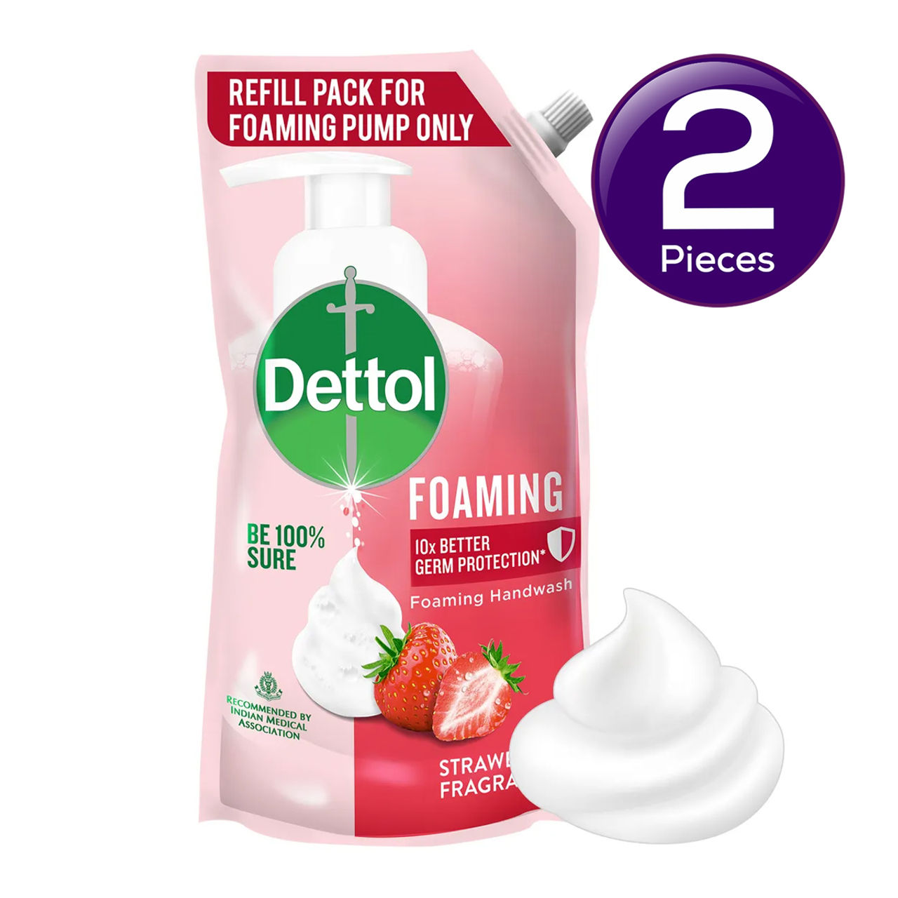 Dettol Strawberry Foaming Hand Wash Refill For Foaming Handwash Pumps 700 ml X 2 Combo