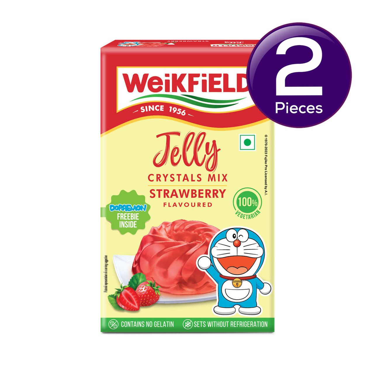 Weikfield Jelly Crystals Strawberry Flavour Carton 90 g Combo
