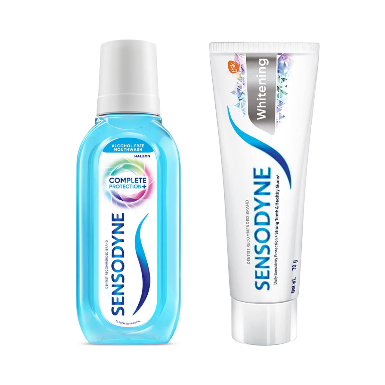 Sensodyne Complete Protection+ Mouthwash (250ml) & Sensodyne Toothpaste Whitening, Sensitive Tooth Paste To Restore Natural Whiteness, 70 Gm (70g) Combo