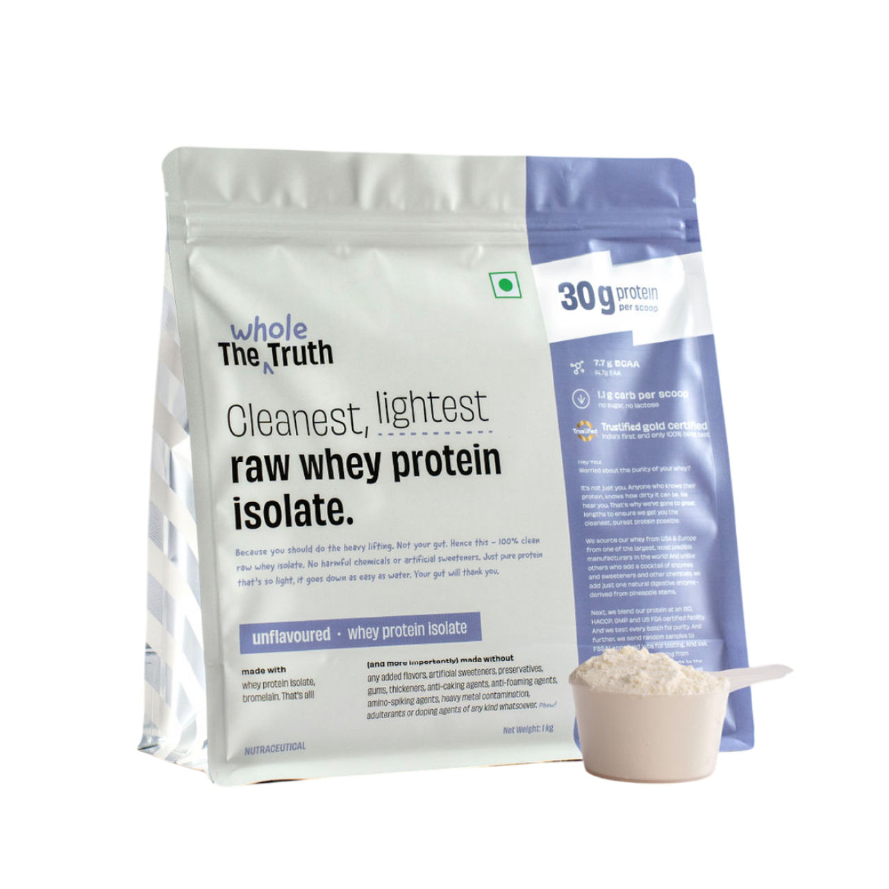 The Whole Truth Unflavoured Whey Protein Isolate (30g Protein Per Scoop)