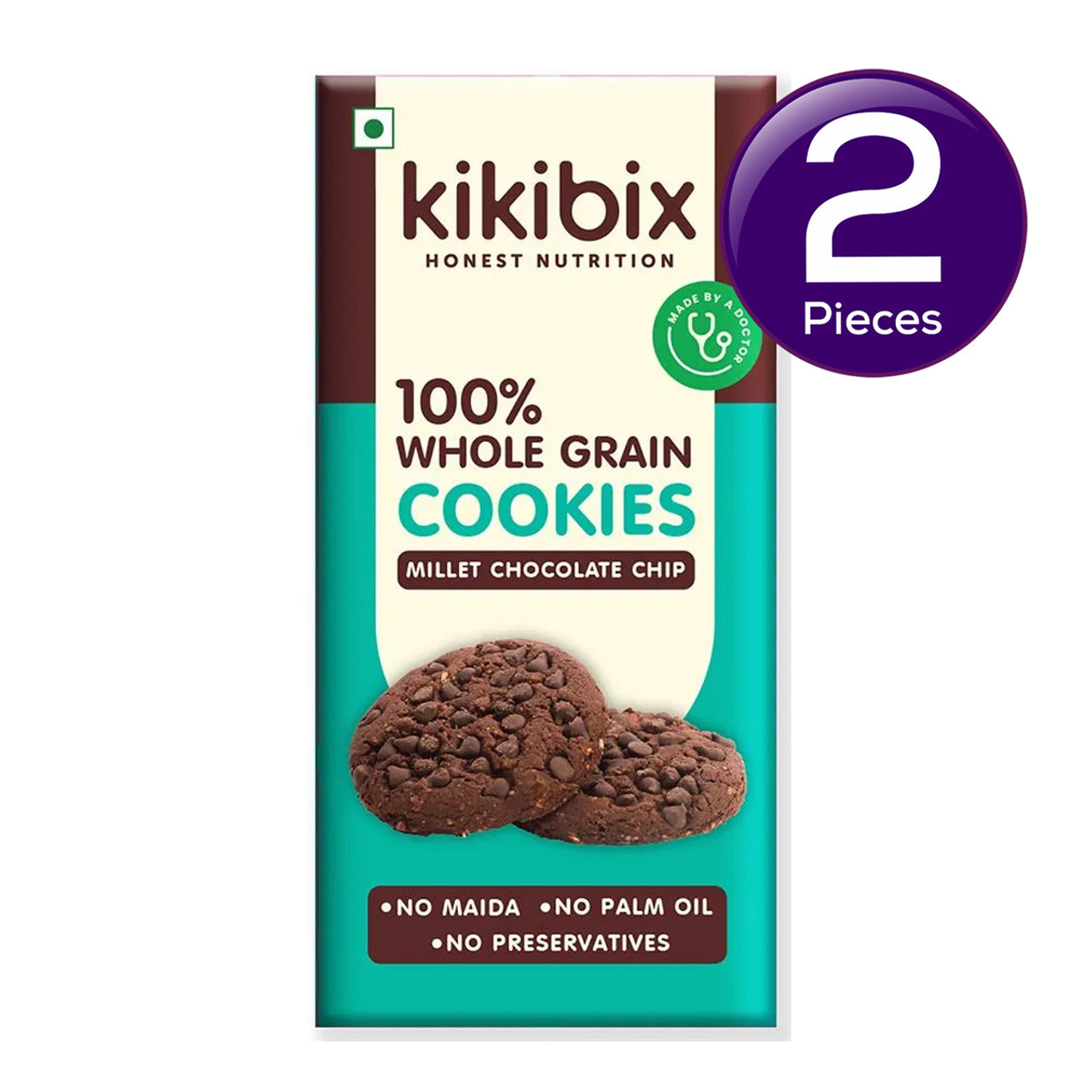 Kikibix Millet Chocolate Chip  Healthy Cookies, No Maida, Jaggery Biscuits 130 g Combo