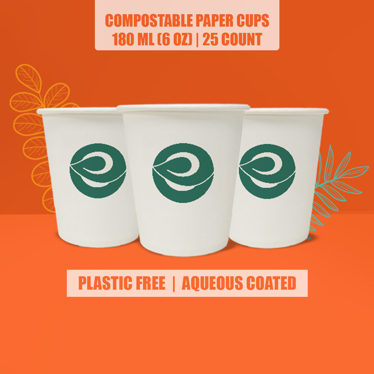 ECO SOUL 180 ml | 25 Count | Disposable Cup/Glass