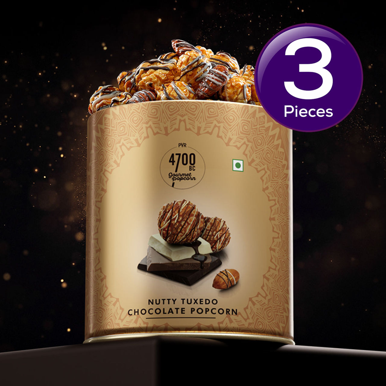 4700BC Nutty Tuxedo Chocolate Popcorn Tin 150 g Combo