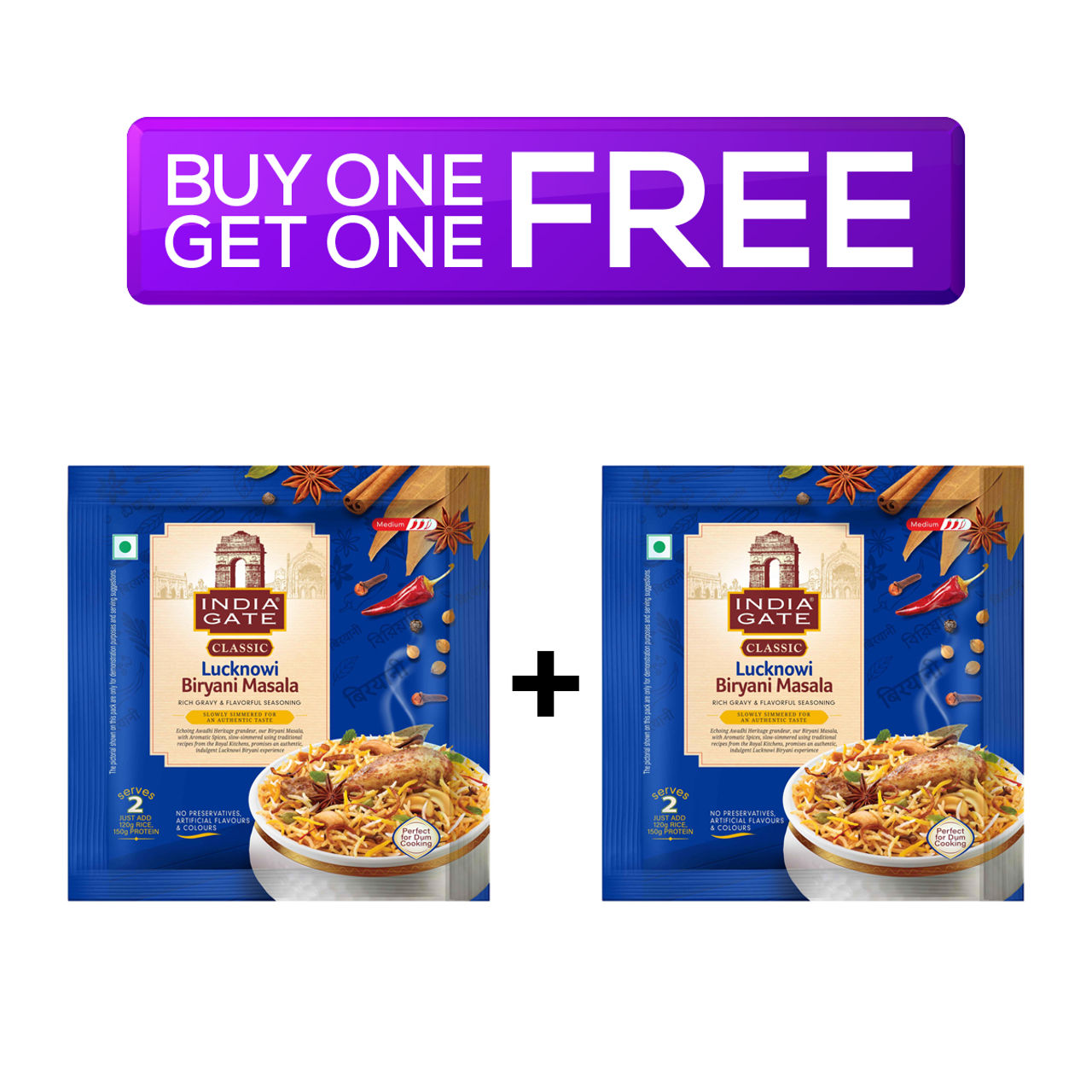 India Gate Classic Lucknowi Biryani Masala 70 g  X 2 Combo