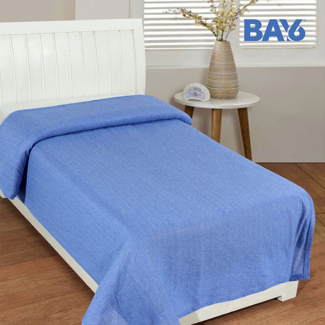 BAY6 All Season Polar Fleece Single Bed Solid Lightweight Blanket | 120 x 220 cm - Blue
