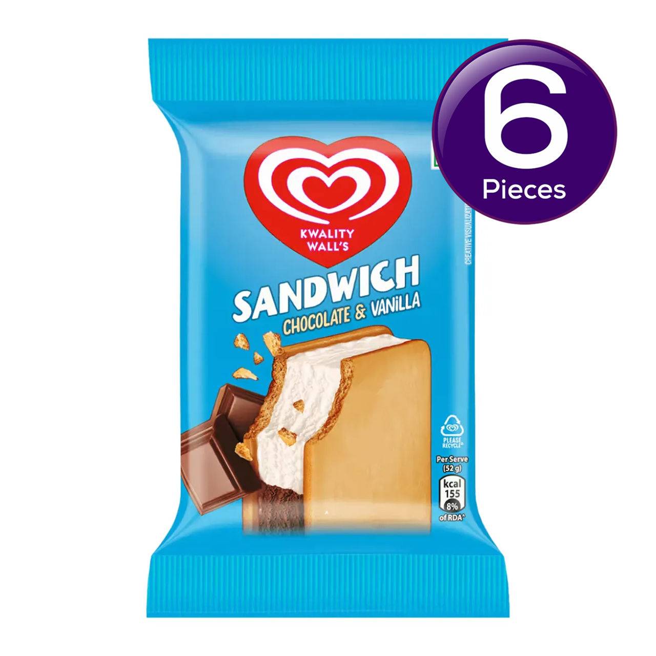 Kwality Wall's Chocolate & Vanilla Sandwich 80 ml Combo