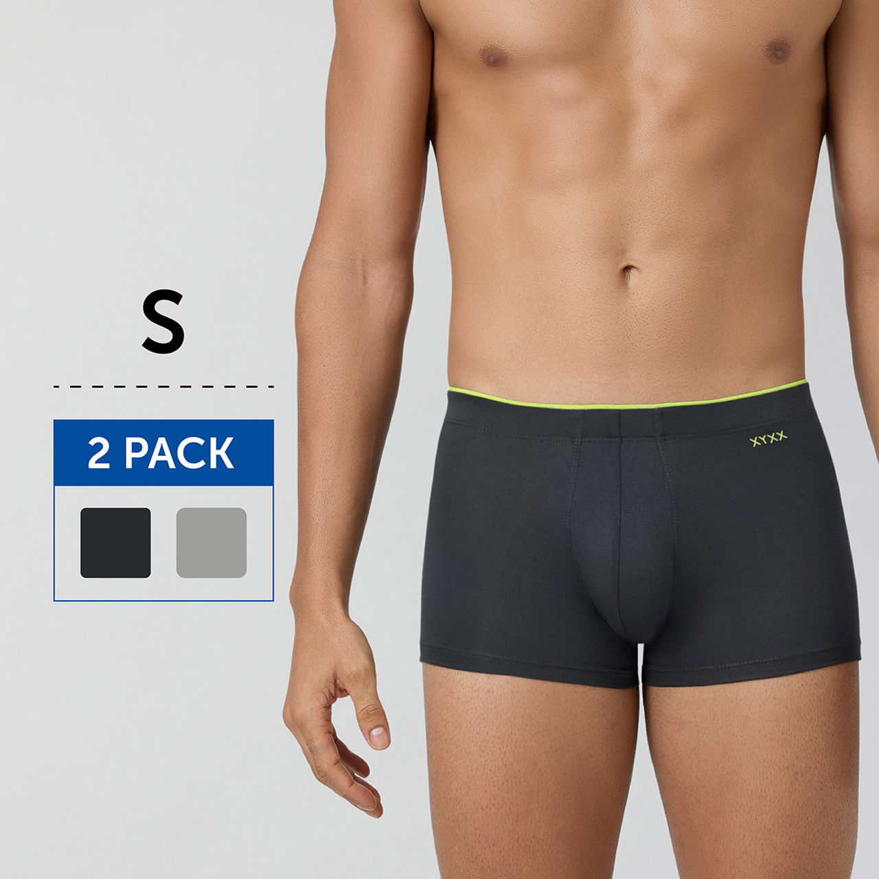 XYXX Uno IntelliSoft Micro Modal Solid Trunk | Men's Innerwear | Pack of 2 | Grey- S
