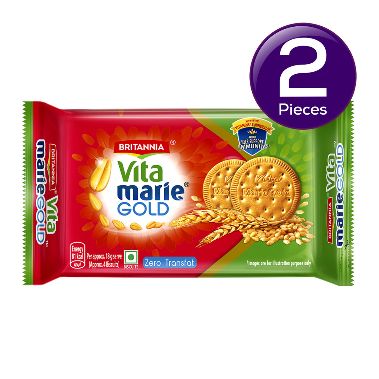 Britannia Vita Marie Gold Biscuits, Zero Transfat, Vitamin Enriched Biscuits 248 g Combo