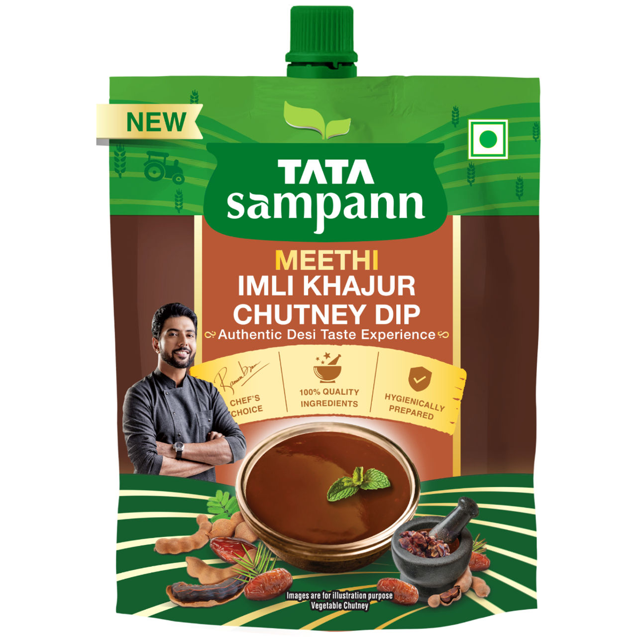 Tata Sampann Meethi Imli Khajur Chutney Dip | Made with Tamarind & Dates | Sweet & Tangy Flavour