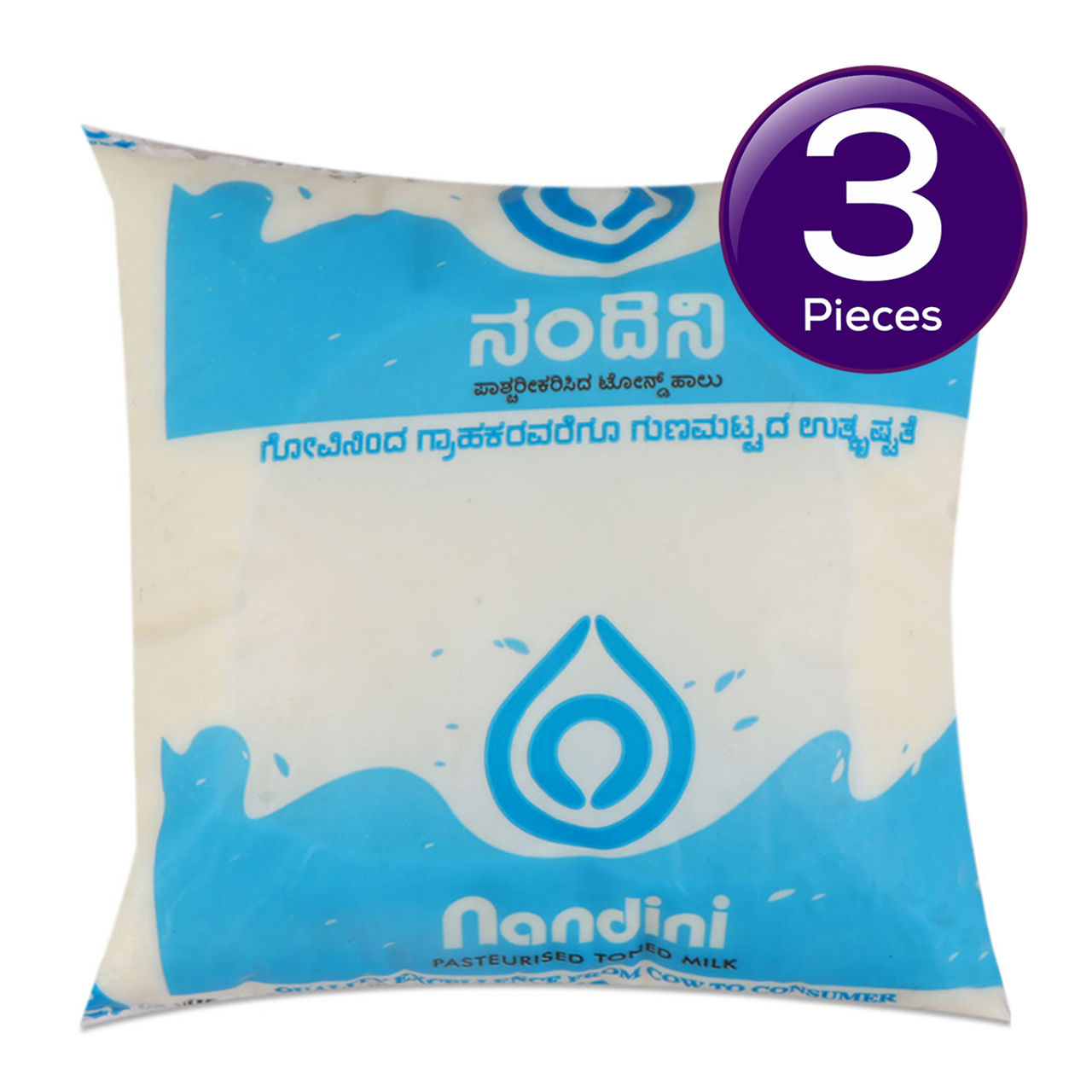 Nandini Fresh Toned Fresh Milk (Pouch Blue) 500 ml X 3 Combo
