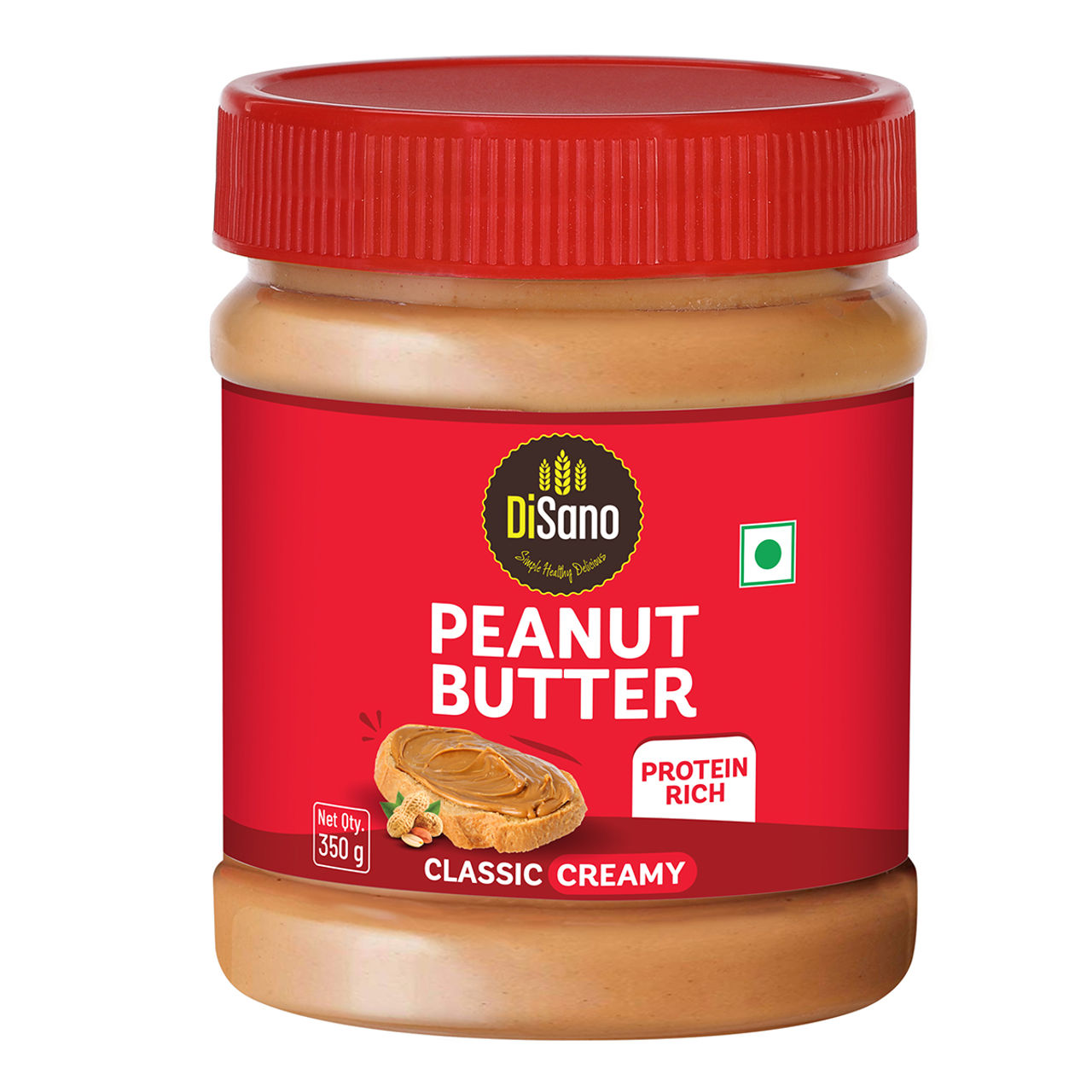Disano Peanut Butter - Creamy, 26% Protein, No Trans Fat & Preservatives