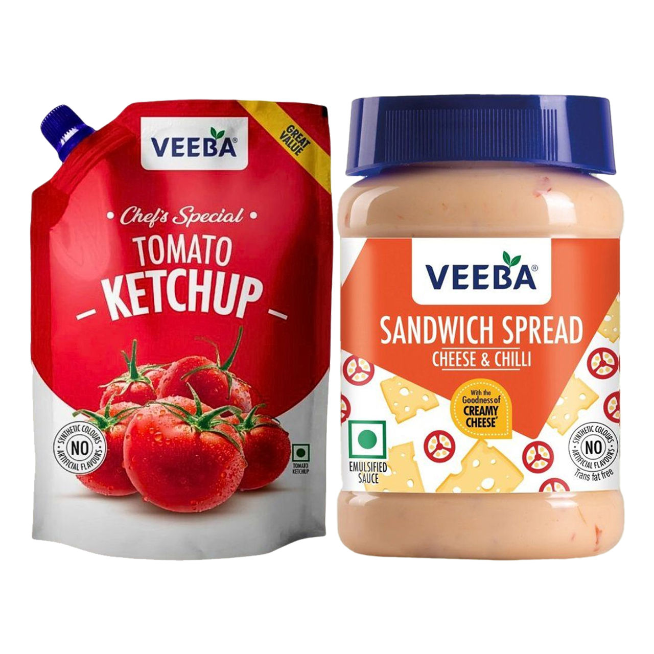 Veeba Sandwich Spread Cheese & Chilli (250g) & Veeba Tomato Ketchup - Chef'S Special (900g) Combo