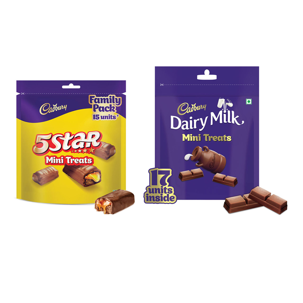 Cadbury Dairy Milk Minis Home Treats Chocolate (154g) & Cadbury 5 Star Mini Treat Chocolate Pack (144g) Combo