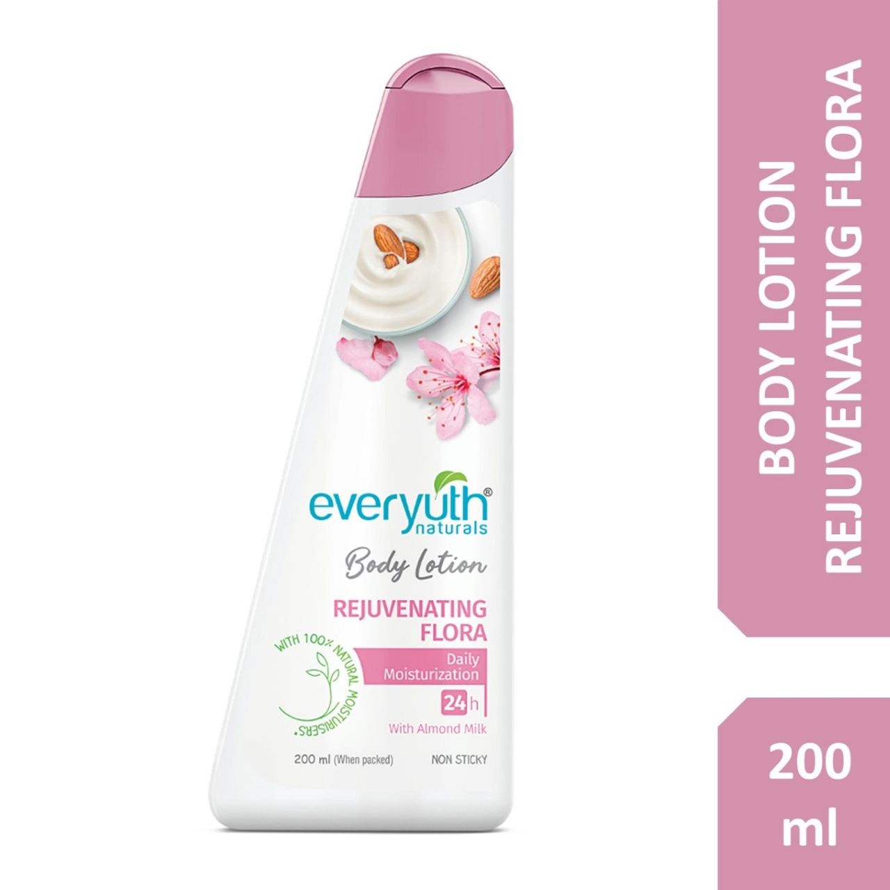 Everyuth Naturals Body Lotion - Rejuvenating Flora with 100% Nautral Almond Milk