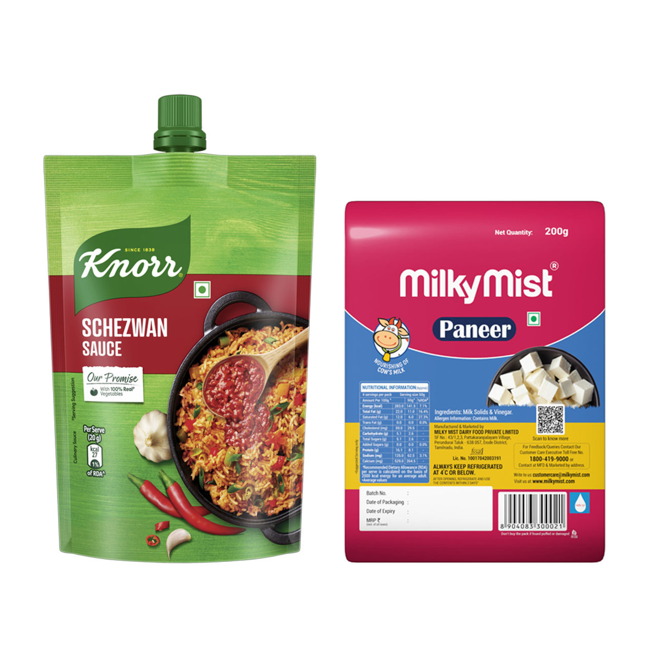 Knorr Schezwan Sauce (200g) & Milky Mist Paneer (200g) Combo