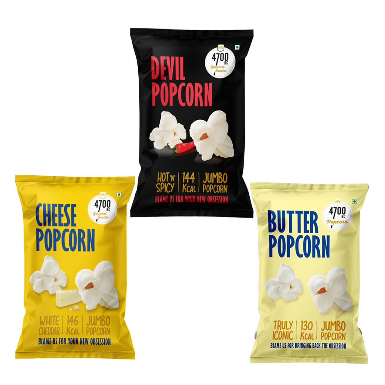 4700BC Butter Popcorn Jumbo Pack(50gms), 4700Bc Cheese Popcorn, Jumbo Pack(45gms) & 4700Bc Devils Popcorn | Jumbo Pack(50gms) Combo