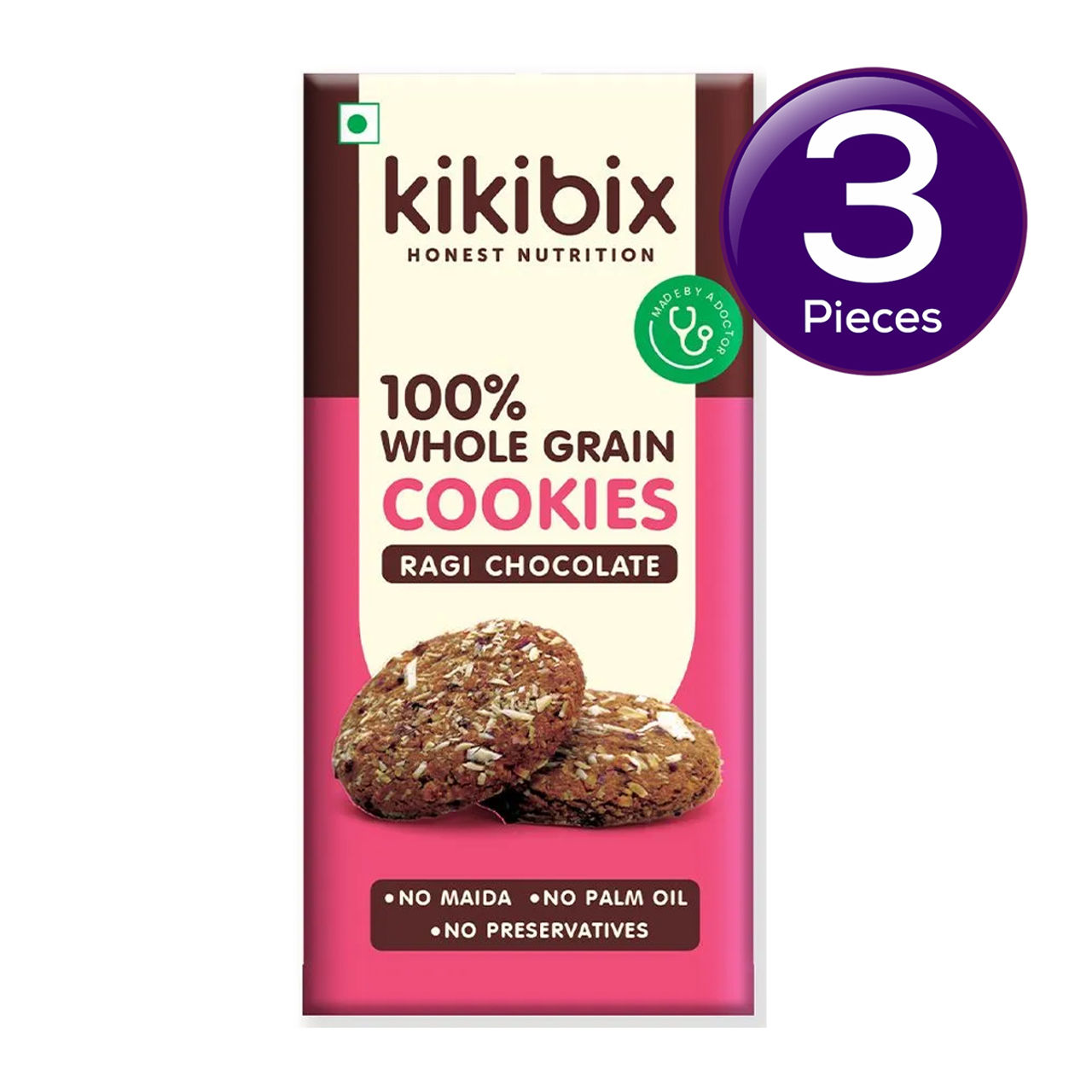 Kikibix Ragi Chocolate Cookies, Healthy Choco Biscuits, Millets, No Maida 130 g Combo