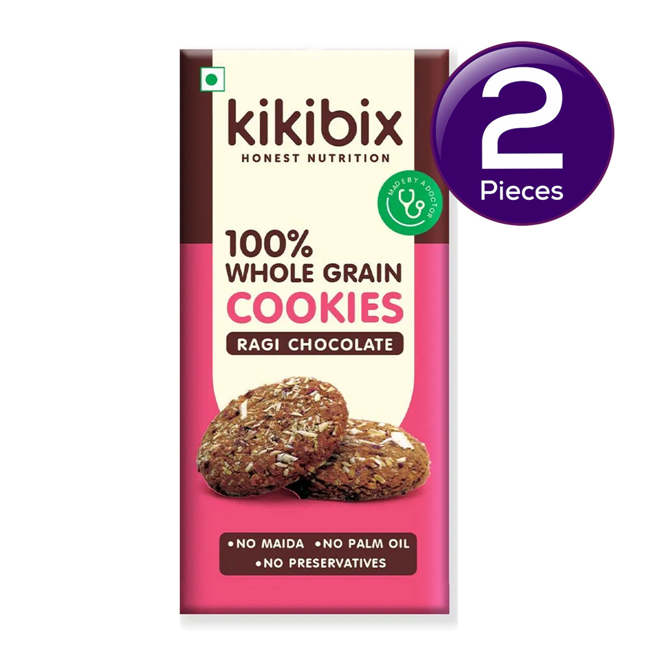 Kikibix Ragi Chocolate Cookies, Healthy Choco Biscuits, Millets, No Maida 130 g Combo