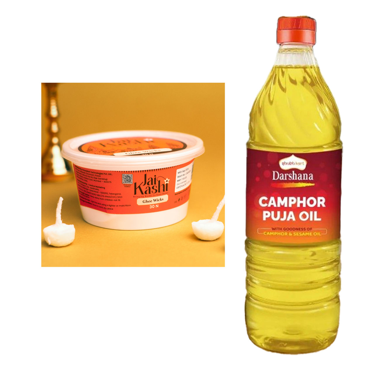 Jai Kashi Pancha Deepam Pooja Oil(1l) & Jai Kashi Ghee Wicks(1pc) Combo