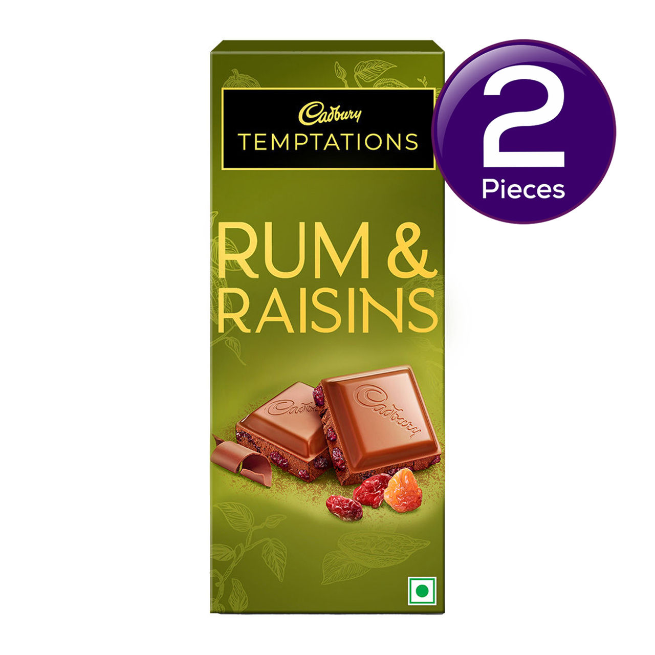 Cadbury Temptations Rum & Raisins Premium Chocolate Bar 70 g Combo