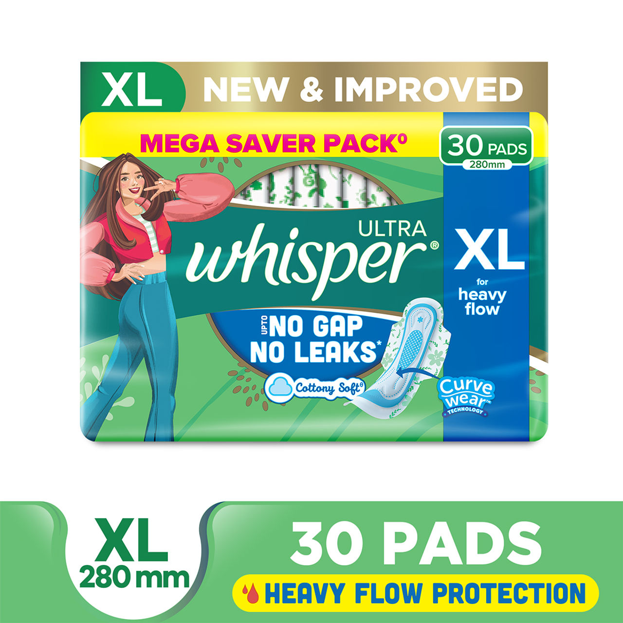 Whisper Ultra Clean XL+ Sanitary Pads