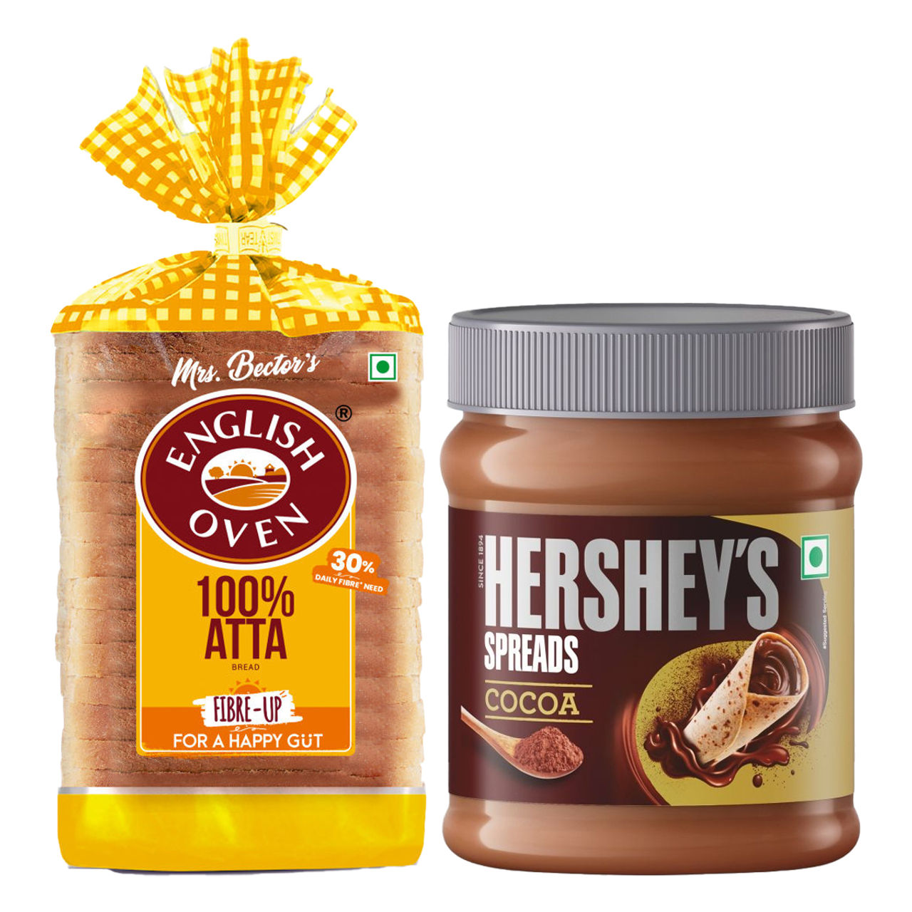 Hershey'S Spread - Cocoa Jar (150g) & English Oven Zero Maida 100% Atta Bread (400g) Combo