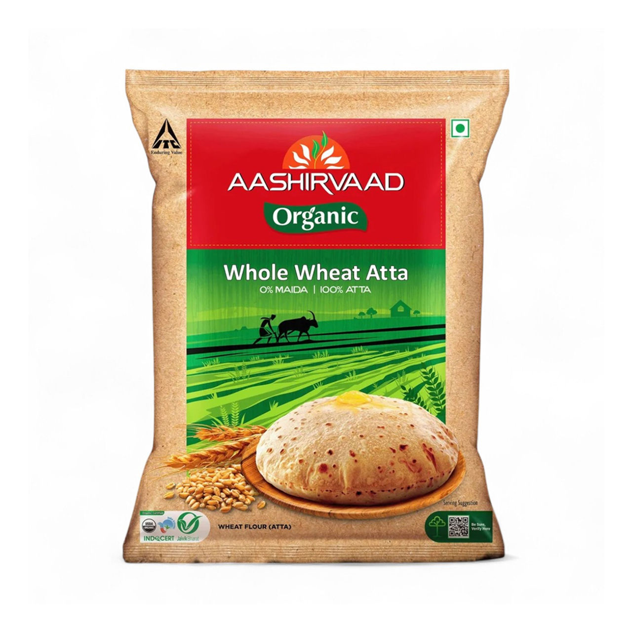Aashirvaad Organic 100% Organic Whole Wheat Atta, 0% Maida
