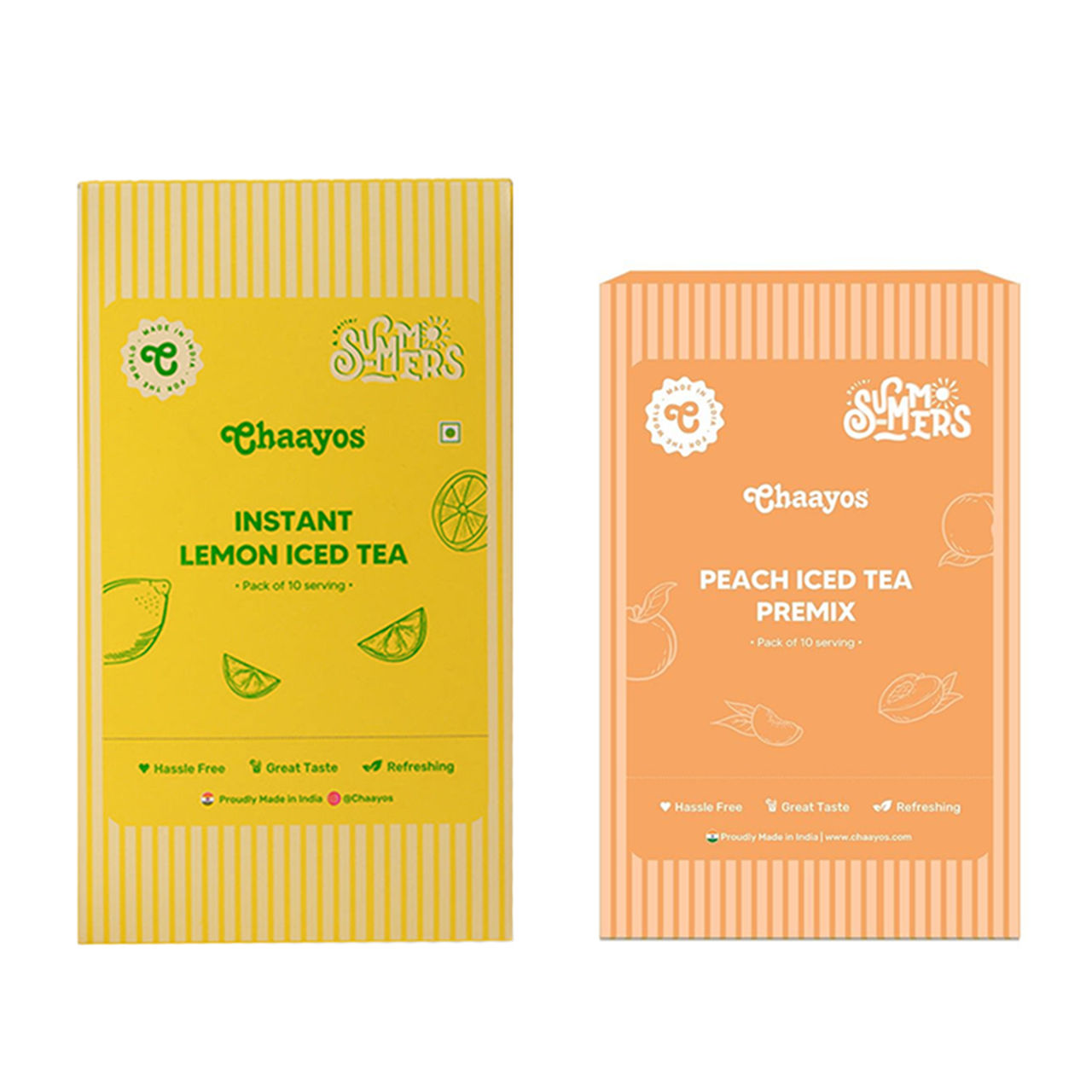 Chaayos Lemon Instant Tea Premix - Refreshing Welcome Drink (10pc) & Chaayos Peach Instant Tea Premix - Refreshing Welcome Drink (1pc) Combo