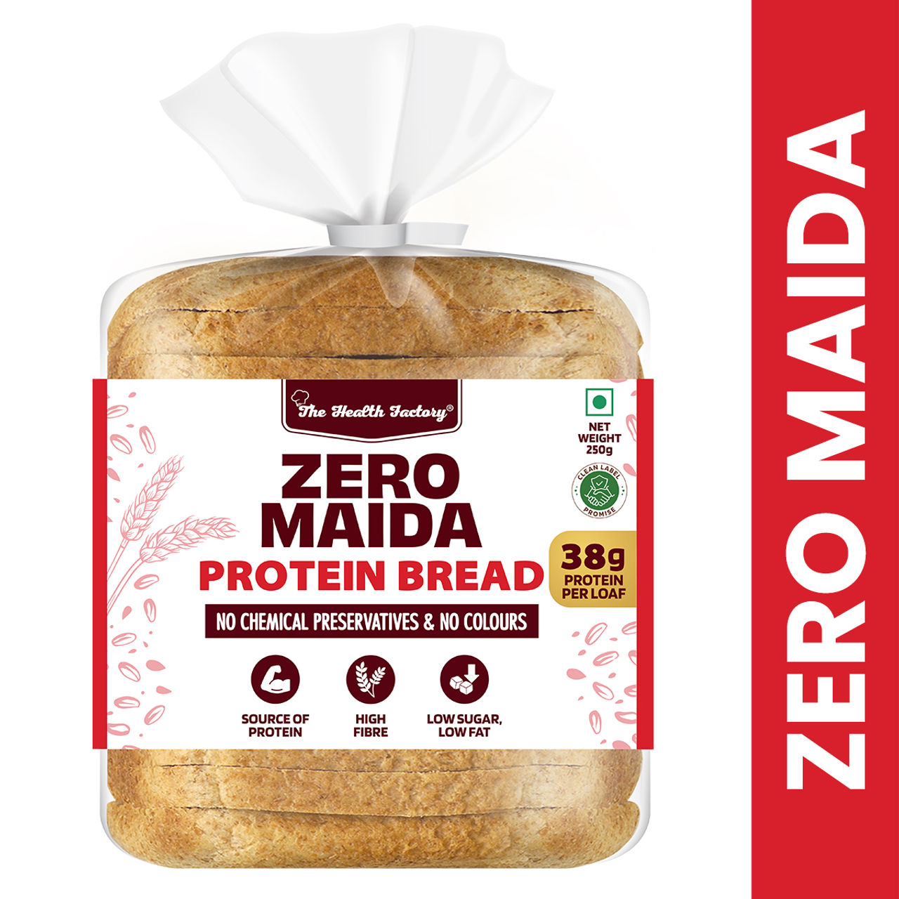 The Health Factory Zero Maida Protein Bread | Clean Label - Not Brown