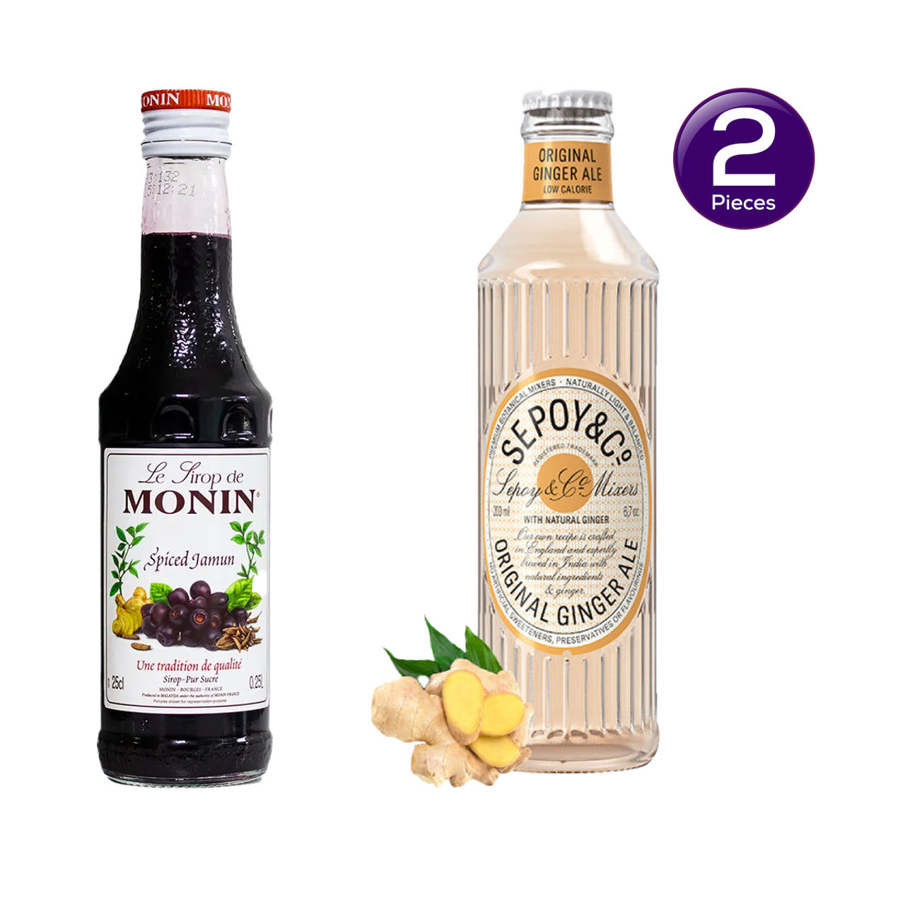 Monin Spiced Jamun Syrup () & Sepoy & Co. Ginger Ale () Combo 