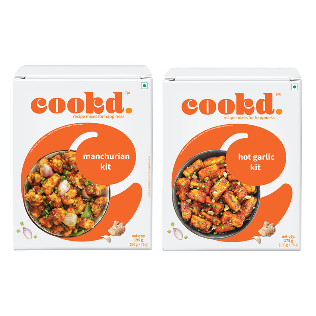 Cookd Hot Garlic Kit (175g) & Cookd Manchurian Kit (195g) Combo 