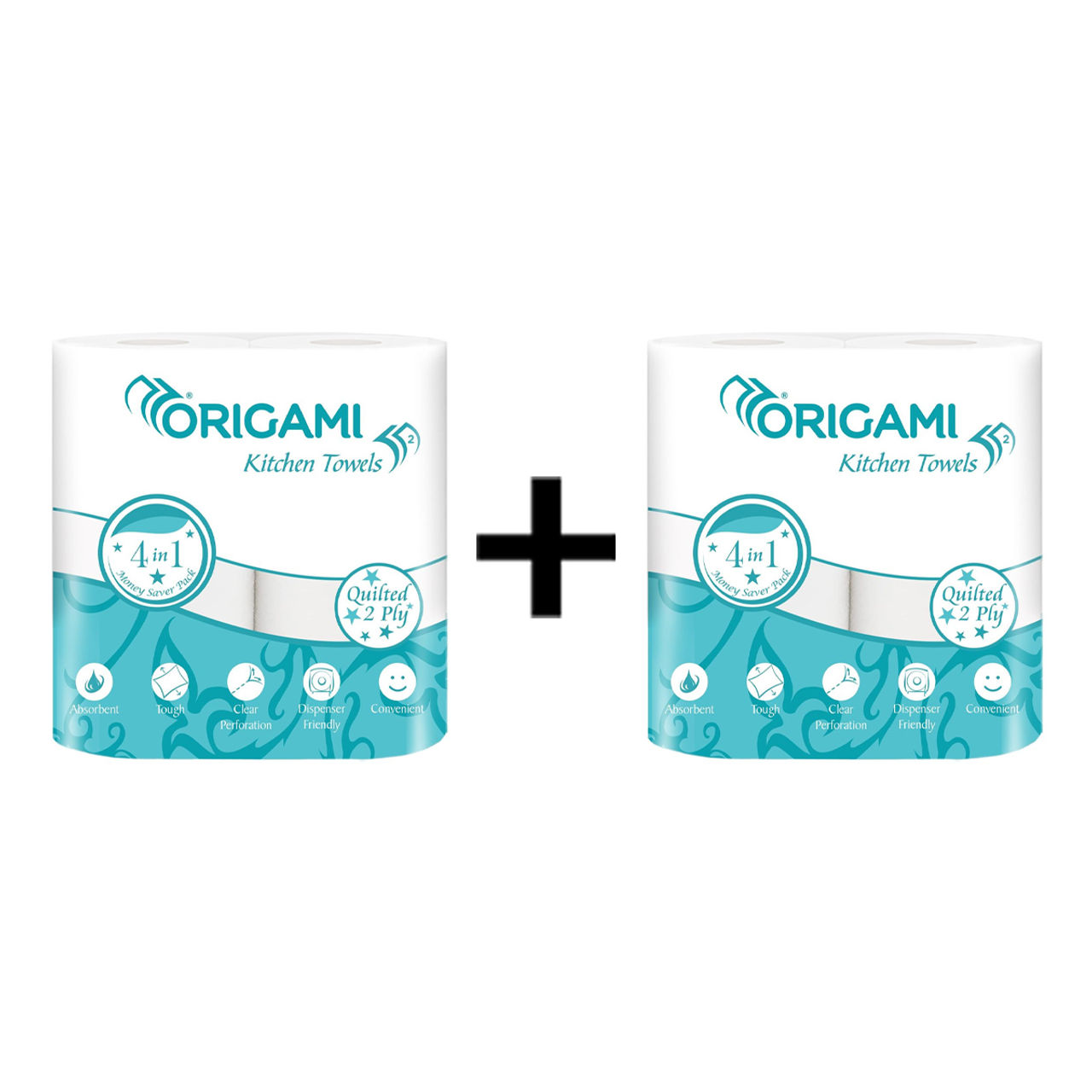 Origami 2 Ply Kitchen Tissue Paper Roll - 60 Pulls Per Roll 1 pc X 2 Combo