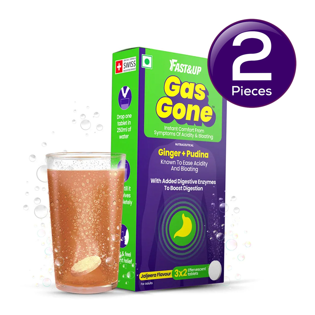 Fast&Up Gas Gone Indigestion And Acidity Relief - Jal Jeera Combo