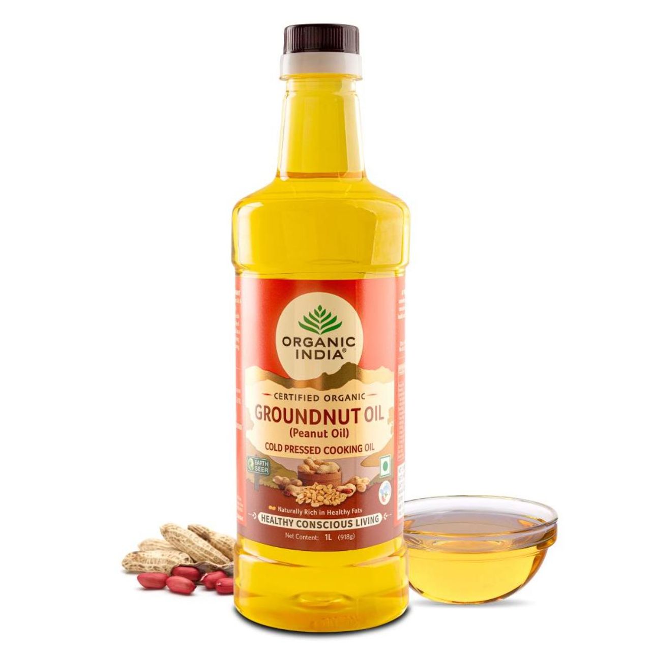 Organic India Groundnut | Peanut Oil, Cold Pressed Unrefined Oil