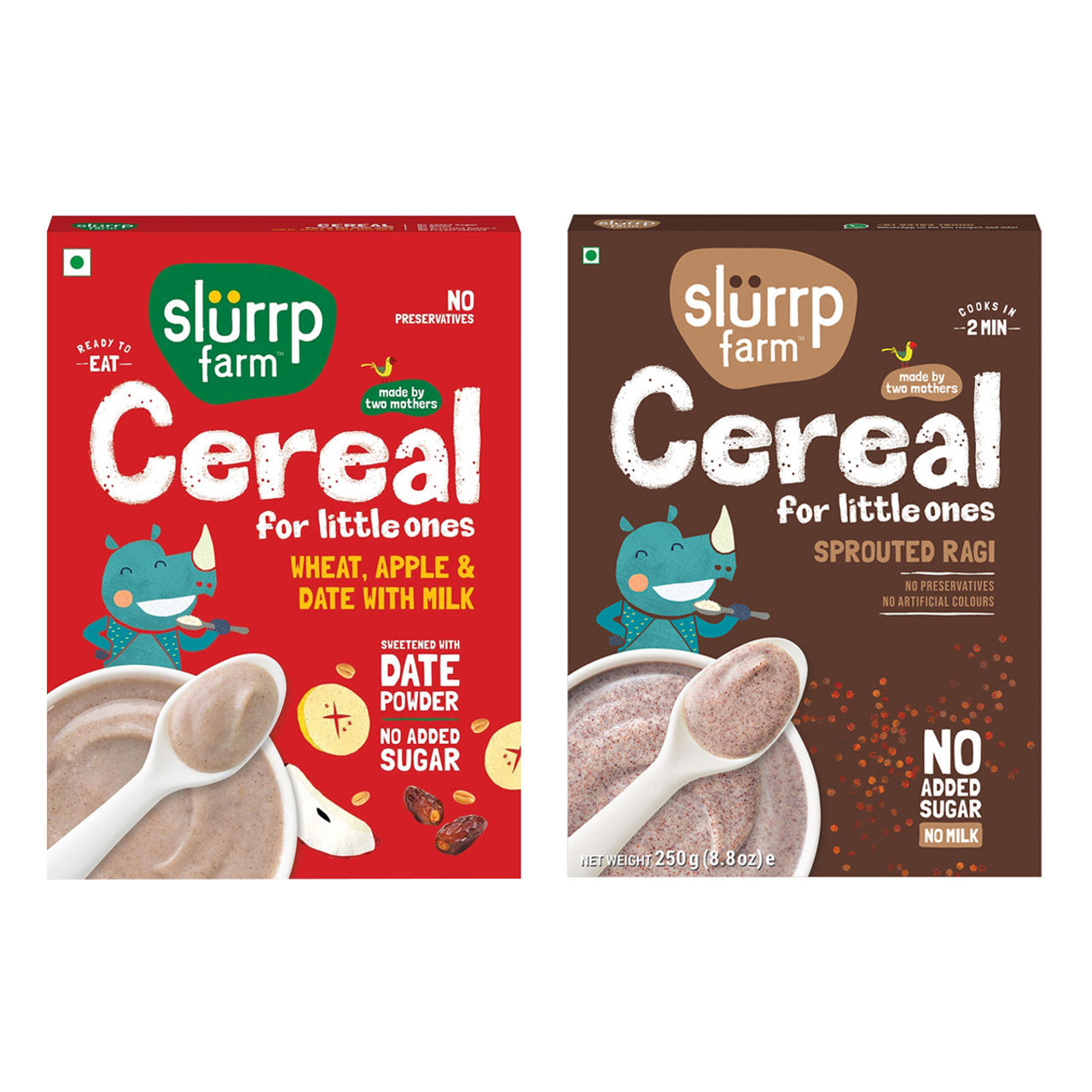 Slurrp Farm Cereal - Wheat, Apple & Date With Milkno Added Sugar No Powder 1 Pcs(1pc) & Slurrp Farm No Added Sugar, No Salt, Sprouted Ragi Powder, No Milk, 250 Gm(250gms) Combo