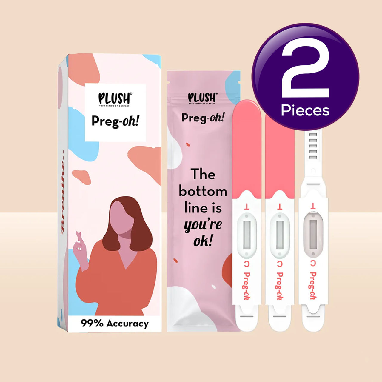 Plush Preg-Oh! Midstream Pregnancy Test Kits, Rapid One Step Home Test 99% Accuracy Combo