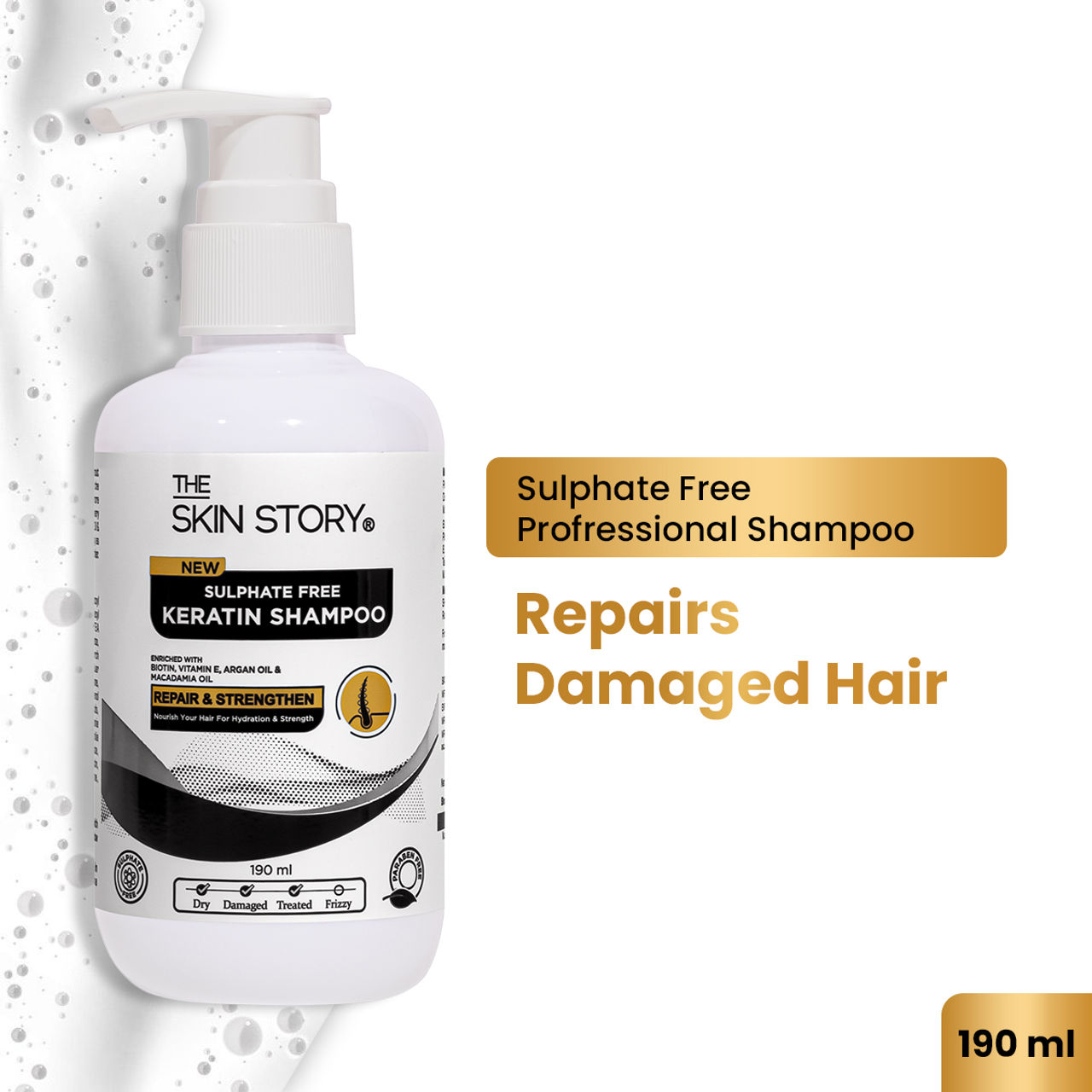 The Skin Story Keratin Shampoo For Treated Coloured Hair Controls Frizz Repair Damage Sulphate Free