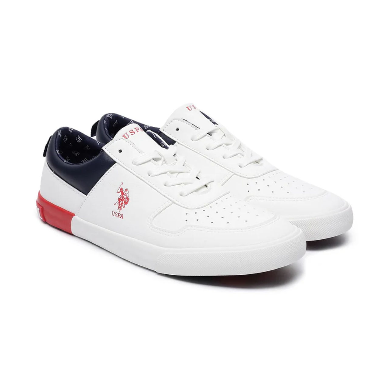 U.S. Polo Assn. Men's Men's Men Panelled Colour Block Clanal Sneakers Off white - UK 8