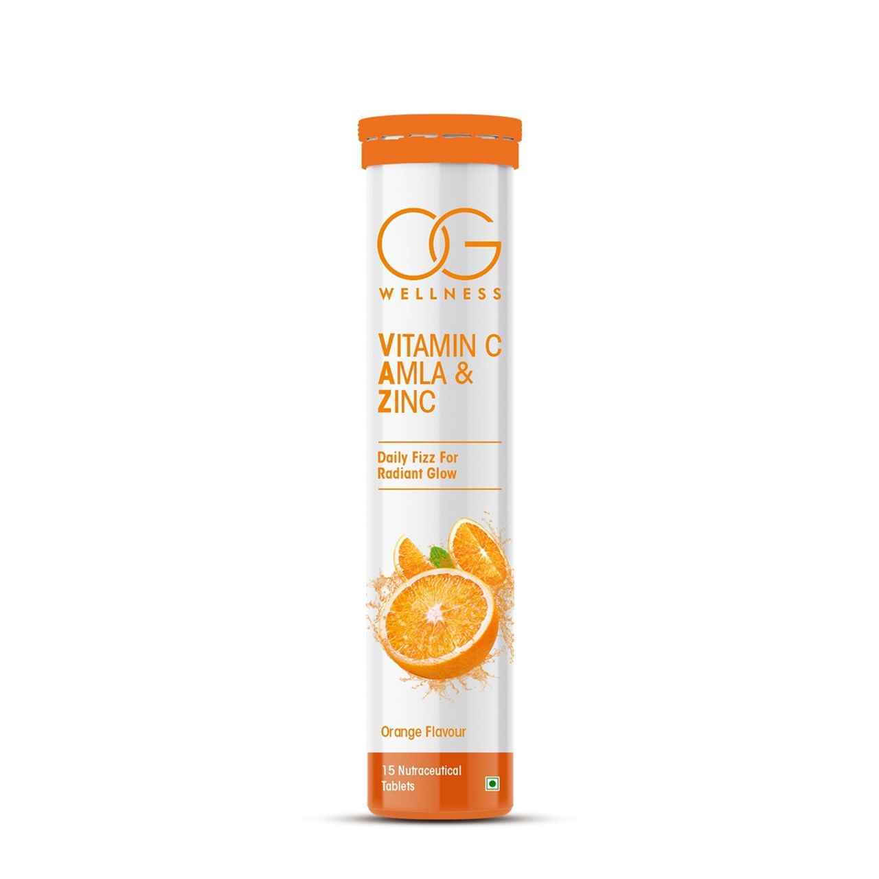 Og Wellness Vitamin C, Amla & Zinc Effervescent Tablets - Vitamin C, Orange Flavor - 15 Pcs