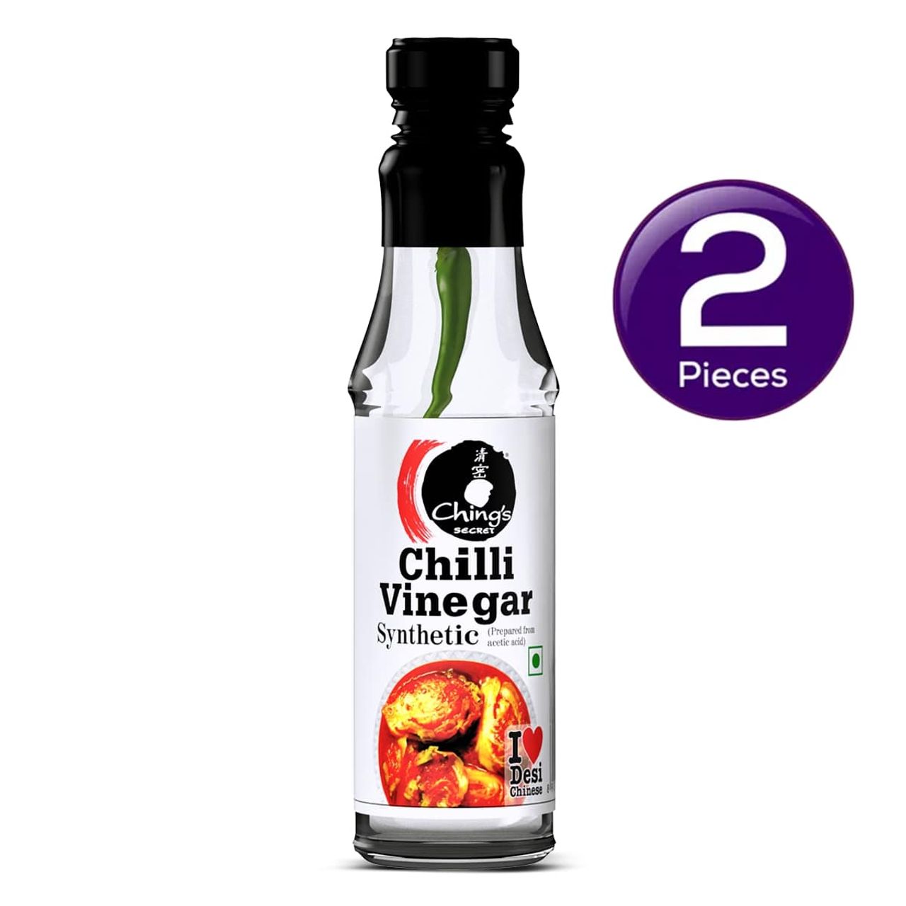 Ching's Secret White Chilli Vinegar, With Green Jwala Chilli, Bold and Intense Flavour (170 ml) Combo