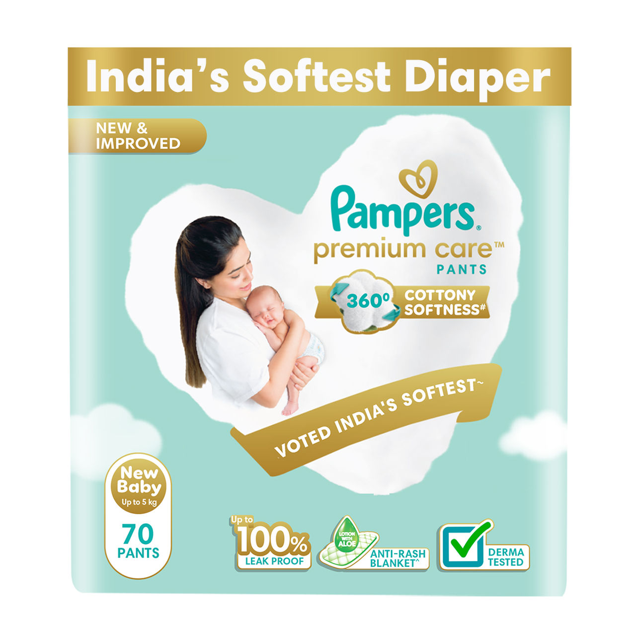 Pampers Premium Care Baby Diapers | Pant Style | NB | 70 pcs