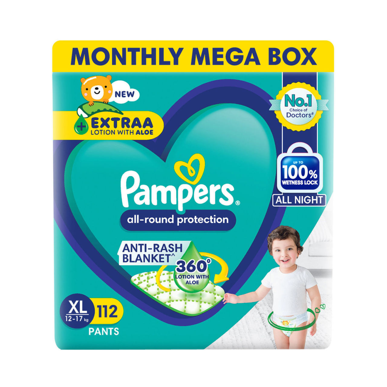 Pampers All Round Protection Baby Diapers | Pant Style | XL | 112 pcs