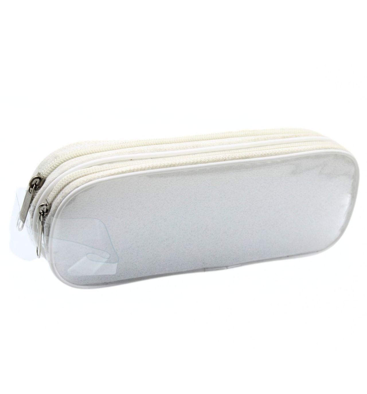 Double Zipper Transparent Stationery/Travel Pouch, Assorted Color, Large Size