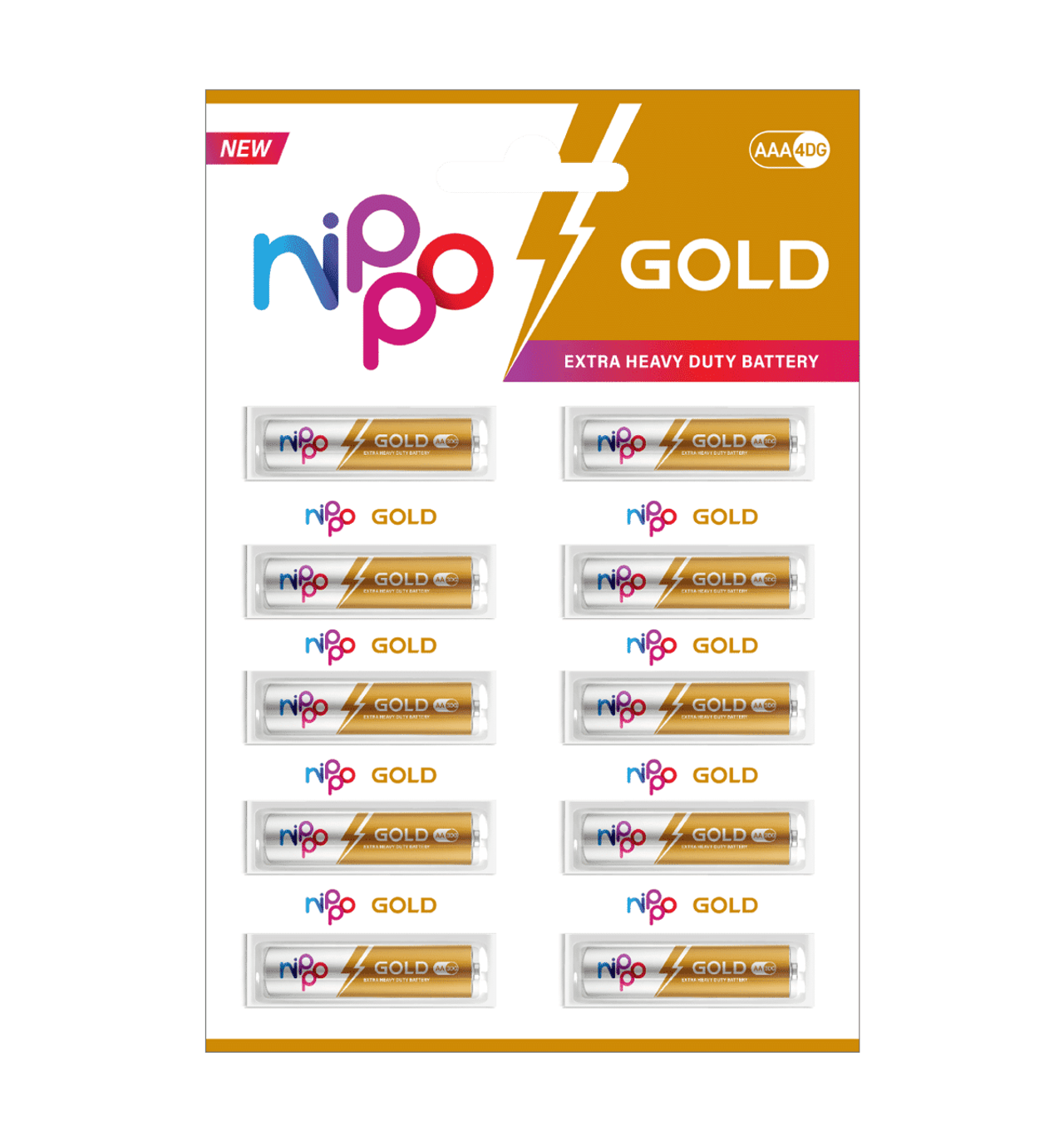Nippo Gold Carbon Zinc AAA Batteries Pack of 10