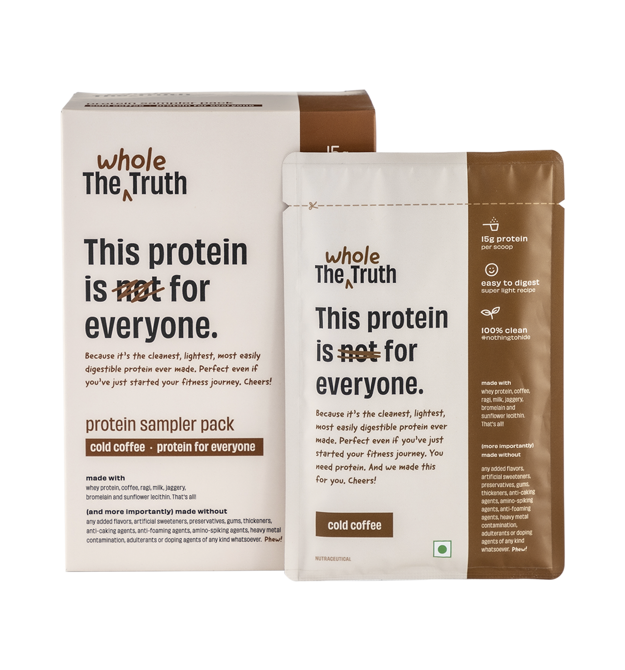 The Whole Truth Protein Powder Sampler Pack, Cold Coffee 15g Protein Per 7 Sachets Easy to Digest