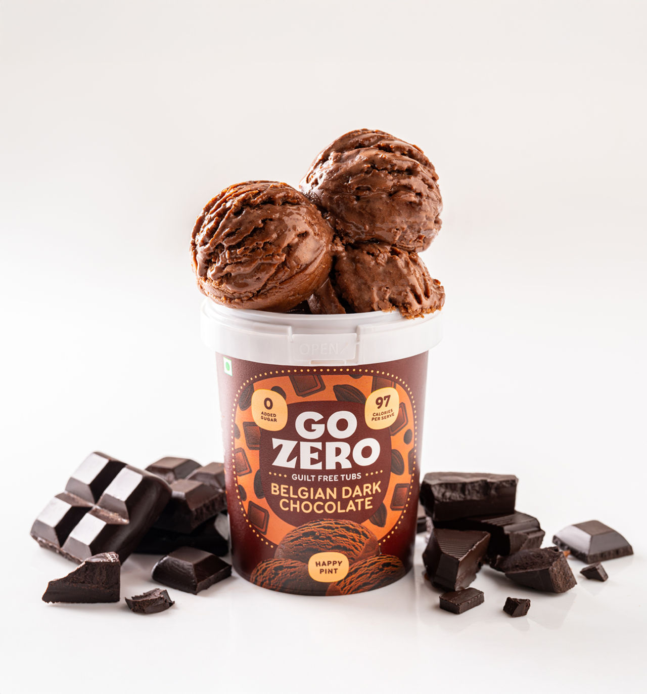 Go Zero Belgian Dark Chocolate Low Calorie Guilt Free Ice Cream Tub