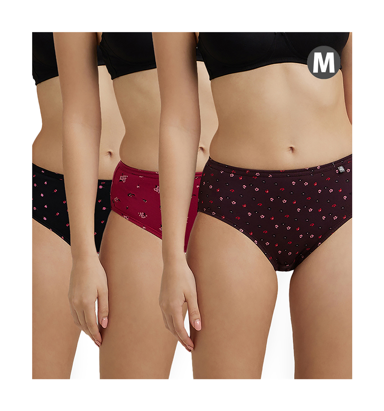 Jockey 1406 Women's Super Combed Cotton Mid Waist Hipster Panty|PO3 | Multicolor Dark assorted-M