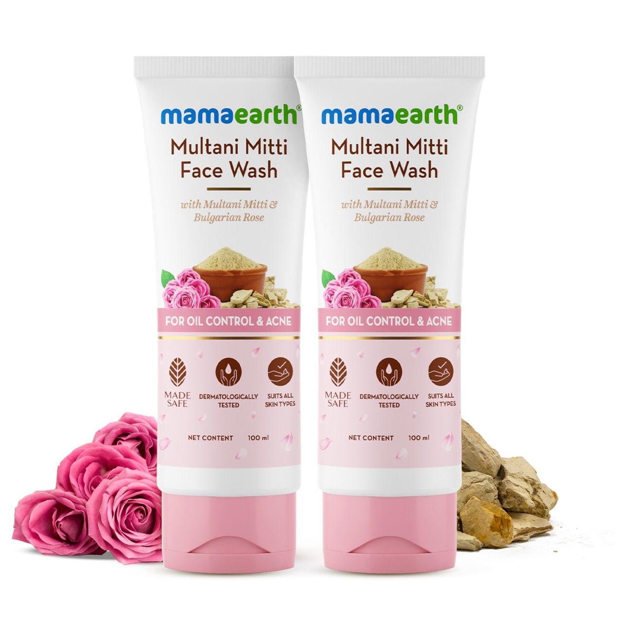 Mamaearth Multani Mitti Face Wash with Multani Mitti & Bulgarian Rose For Oil Control & Acne 100 ml Combo